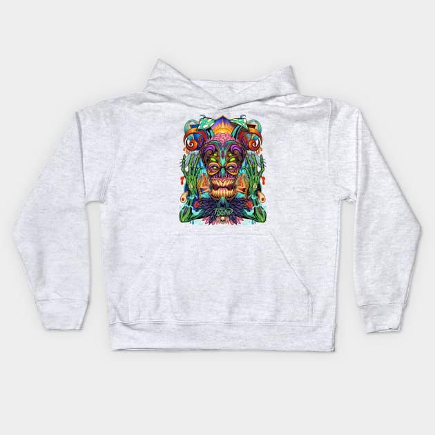 Psychedelic Tiki Creature Kids Hoodie by FlylandDesigns